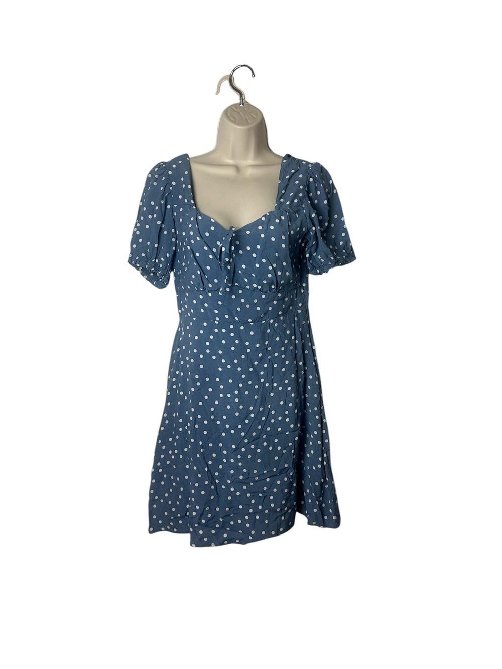 Skies Are Blue Blue Polka Dot Sweetheart Mini Dress